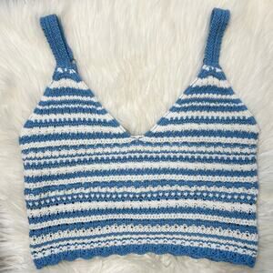 HOLLISTER Crochet Crop Top Women Medium Boho Cottage Cutesy Kawaii Retro Coastal